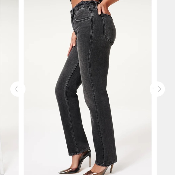 NWT GOOD AMERICAN | Icon straight vintage look distressed black denim jeans sz 6 - Picture 5 of 13